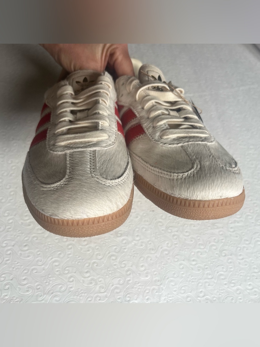 Adidas Gender Inclusive Samba OG Beige/Cream/Red Pony Hair Sneakers (Unisex) - Picture 7 of 10